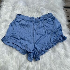 Aerie High Waisted Satin Blue Shorts Size Small Sample